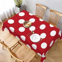 Rectangle Tablecloth Polka Dots on Red Oblong Table Cover Washable Table Cloths for Kitchen Dinning Party Tabletop Modern Decoration 60 x 102inch