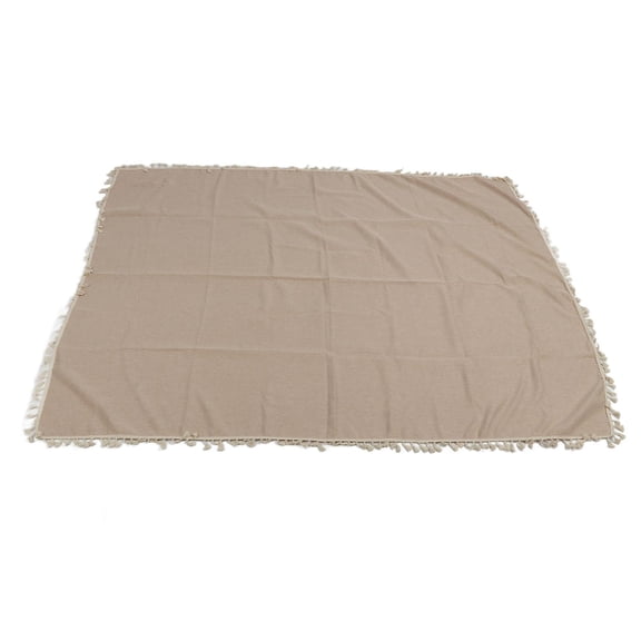 Rectangle Tablecloth Polyester Fiber Decorative Table Cover with Tassel Lace for Home Restaurant Hotel Light Beige 140x180cm/55.1x70.9in