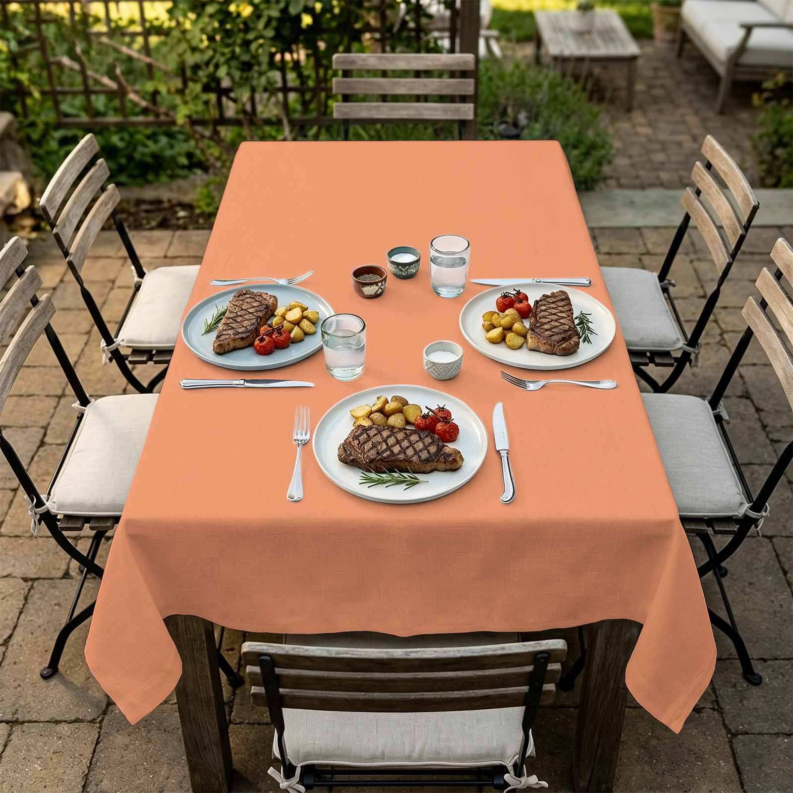 Rectangle Tablecloth,Pure Color Orange Red Waterproof Oil-Proof Table ...