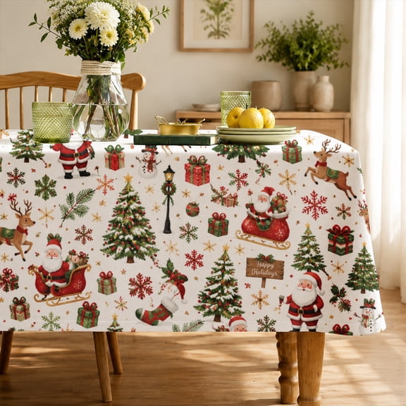 Rectangle Tablecloth Rdsfhsp Christmas Tree Holiday Pattern Table table cover Dining Table Decor Winter Party Home Decoration 70"×55"