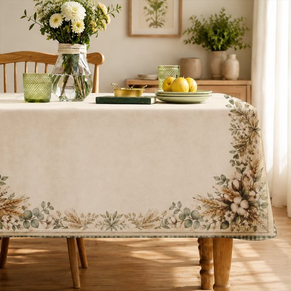 Rectangle Tablecloth Rdsfhsp Elegant Floral Border Decorative Table table cover Dining Room Kitchen Home Decor for Everyday Dining 70"×55"