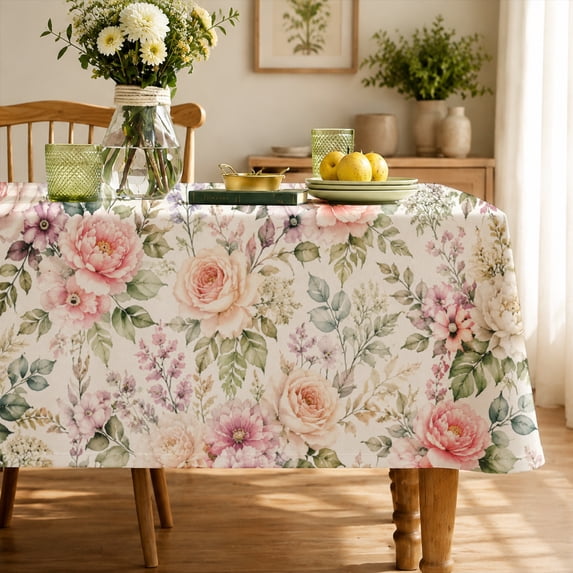 Rectangle Tablecloth Rdsfhsp Floral Elegant Flower Table table cover Dining Room Decor Kitchen Home Decoration for Everyday Dining 70"×55"