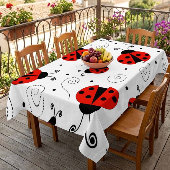 Rectangle Tablecloth,Red Ladybug Seamless Waterproof Oil-Proof Table Cloth Kitchen Dining Tables Cover for Indoor Outdoor Wedding Holiday Party Decor,Funny Cartoon Animal