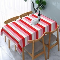 Rectangle Tablecloth Red, Pink and White Stripes Oblong Table Cover Washable Table Cloths for Kitchen Dinning Party Tabletop Modern Decoration 60 x 84inch
