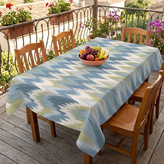 Rectangle Tablecloth,Retro Blue Green Zigzag Chevron Waterproof Oil-Proof Table Cloth Kitchen Dining Tables Cover for Indoor Outdoor Wedding Holiday Party Decor,Southwest Ethnic Style