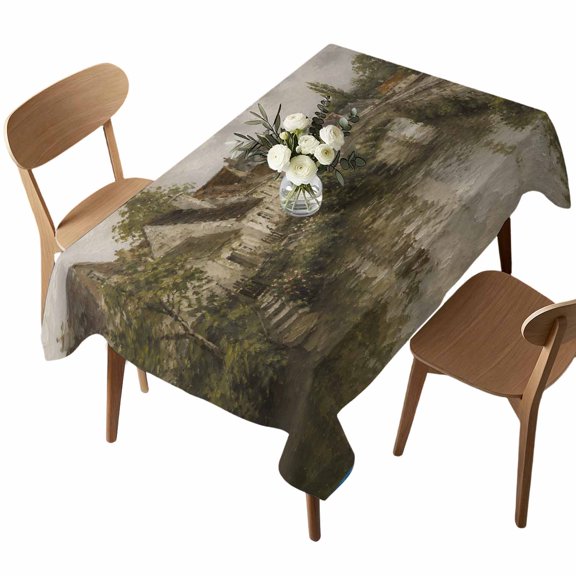 Rectangle Tablecloth, Retro Farmhouse Stone Bridge Waterproof Table Cloth 60x102 in Vintage Countryside Washable Spillproof Table Cover for Kitchen Dining Party Decor Outdoor Camping