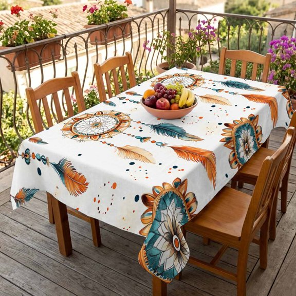 Rectangle Tablecloth,Retro Indian Totem Waterproof Oil-Proof Table Cloth Kitchen Dining Tables Cover for Indoor Outdoor Wedding Holiday Party Decor,Abstract Ancient Patterns