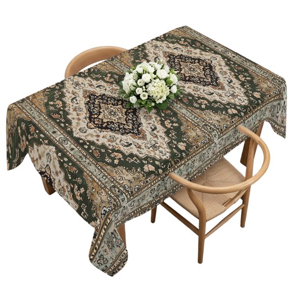 Rectangle Tablecloth, Retro Traditional Turkish Floral Pattern Waterproof Table Cloth 60x120 in Vintage Medieval Art Washable Spillproof Table Cover for Kitchen Dining Party Decor Outdoor Camping