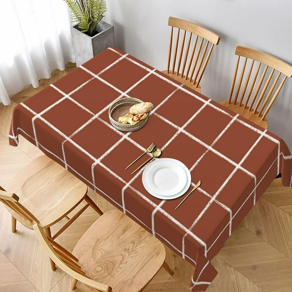 Rectangle Tablecloth Rust Checkered Modern Minimalist Oblong Table Cover Washable Table Cloths for Kitchen Dinning Party Tabletop Modern Decoration 60 x 102inch