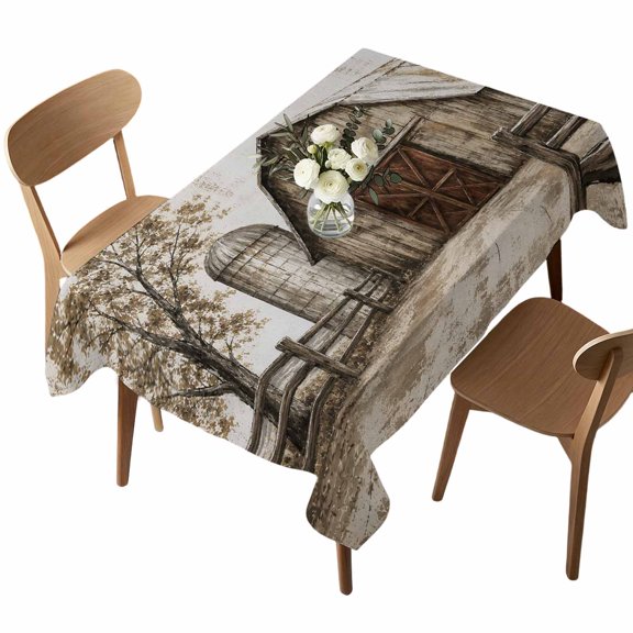 Rectangle Tablecloth, Rustic Cabin Wooden Grain Waterproof Table Cloth 60x102 in Retro Medieval Washable Spillproof Table Cover for Kitchen Dining Party Decor Outdoor Camping