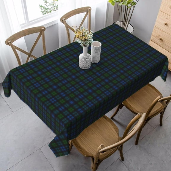 Rectangle Tablecloth, Scottish Clan Campbell Military Tartan Plaid Stain Resistant, Wrinkle Free, Washable Polyester Cover for Dining, Parties, and Camping