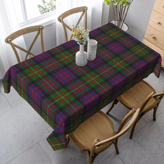 Rectangle Tablecloth, Scottish Clan Carnegie Classic Tartan Stain Resistant, Wrinkle Free, Washable Polyester Cover for Dining, Parties, and Camping