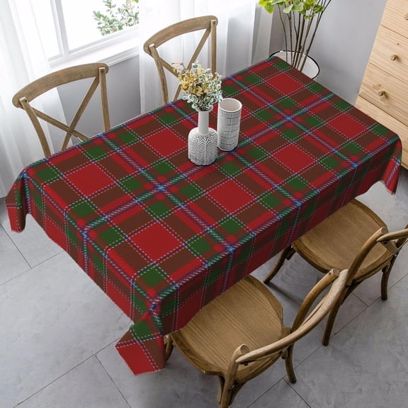 Rectangle Tablecloth, Scottish Clan Drummond Tartan Stain Resistant, Wrinkle Free, Washable Polyester Cover for Dining, Parties, and Camping