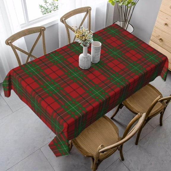 Rectangle Tablecloth, Scottish Clan Macaulay Tartan Stain Resistant, Wrinkle Free, Washable Polyester Cover for Dining, Parties, and Camping