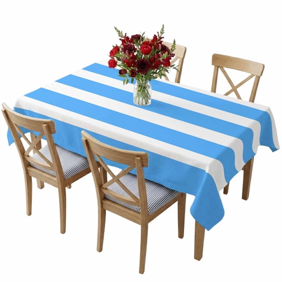 Rectangle Tablecloth,Simple Blue Striped Waterproof Oil-Proof Table Cloth Kitchen Dining Tables Cover for Indoor Outdoor Wedding Holiday Party Decor,Modern Geometric Line