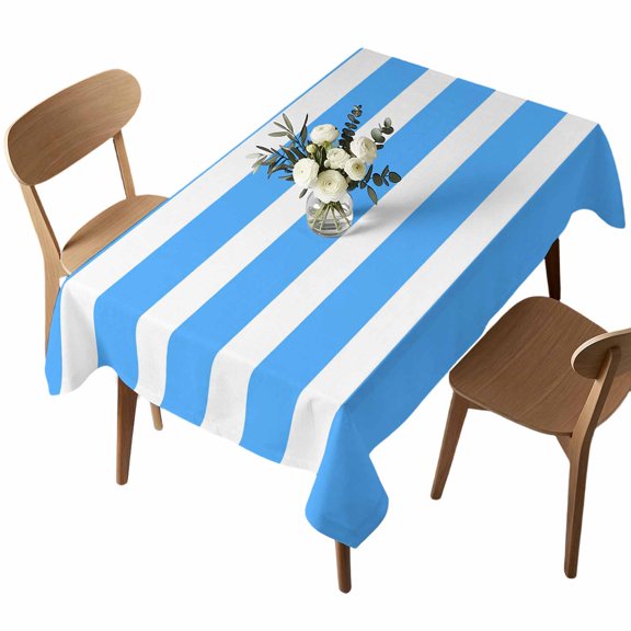 Rectangle Tablecloth, Simple Blue Striped Waterproof Table Cloth 60x84 in Modern Geometric Line Washable Spillproof Table Cover for Kitchen Dining Party Decor Outdoor Camping