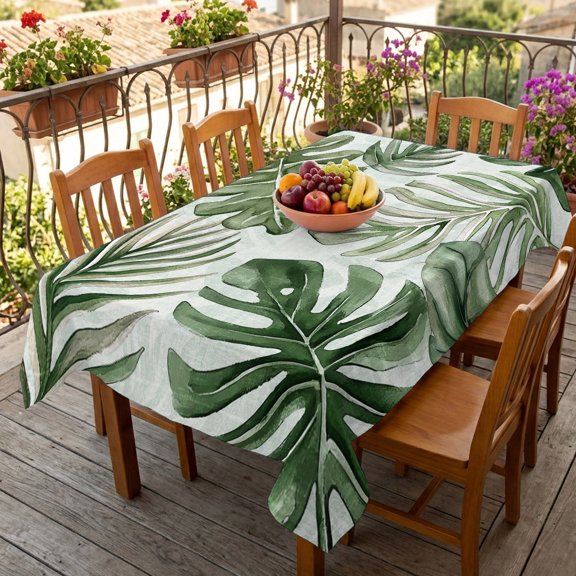 Rectangle Tablecloth,Summer Tropical Sun-kissed Foliage Waterproof Oil-Proof Table Cloth Kitchen Dining Tables Cover for Indoor Outdoor Wedding Holiday Party Decor,Palm Leaves