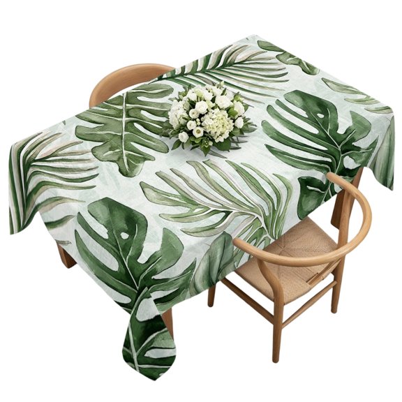 Rectangle Tablecloth, Summer Tropical Sun-kissed Foliage Waterproof Table Cloth 60x120 in Palm Leaves Washable Spillproof Table Cover for Kitchen Dining Party Decor Outdoor Camping