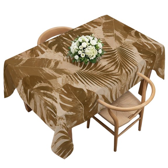 Rectangle Tablecloth, Tropical Botanical Palm Leaves Waterproof Table Cloth 60x120 in Retro Monstera Banana Foliage Washable Spillproof Table Cover for Kitchen Dining Party Decor Outdoor Camping
