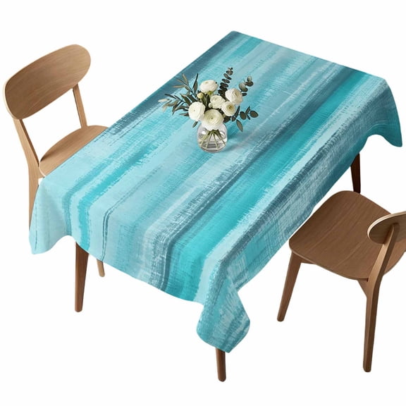 Rectangle Tablecloth, Turquoise Gradient Abstract Waterproof Table Cloth 52x70 in Modern Minimalist Art Washable Spillproof Table Cover for Kitchen Dining Party Decor Outdoor Camping