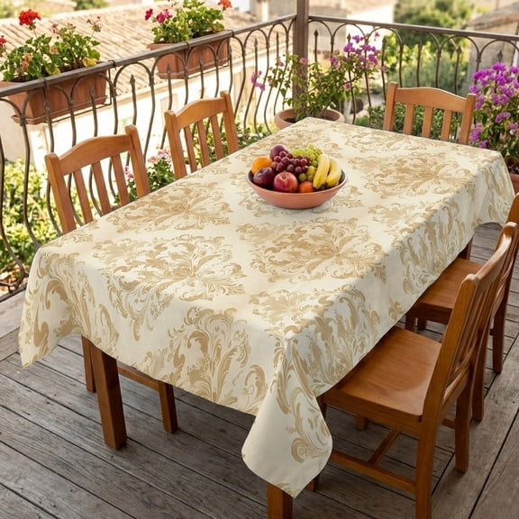 Rectangle Tablecloth,Vintage Medieval Damask Floral Waterproof Oil-Proof Table Cloth Kitchen Dining Tables Cover for Indoor Outdoor Wedding Holiday Party Decor,Retro Boho Pattern Art