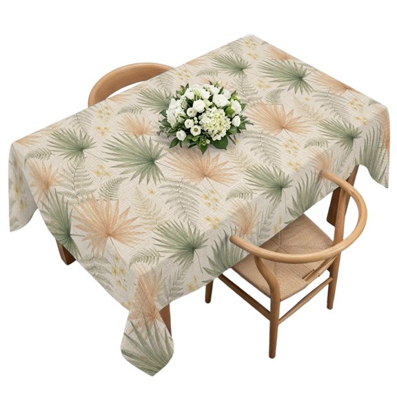 Rectangle Tablecloth, Vintage Orange Green Pampas Grass Flower Waterproof Table Cloth 60x120 in Boho Botanical Washable Spillproof Table Cover for Kitchen Dining Party Decor Outdoor Camping