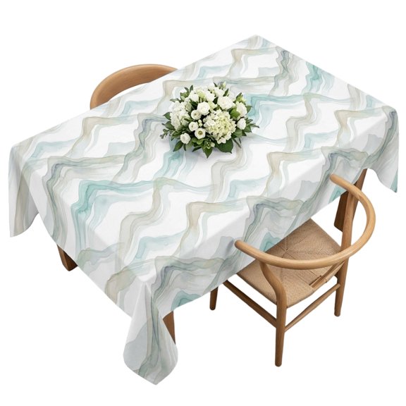 Rectangle Tablecloth, Water Ripple Teal Gradient Waterproof Table Cloth 60x120 in Modern Minimalist Style Washable Spillproof Table Cover for Kitchen Dining Party Decor Outdoor Camping