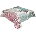 thumbnail image 1 of Rectangle Tablecloth Waterproof for Kitchen Dining, Abstract Geometric Ocean Coral Shell Starfish Polyester Wrinkle Textured Tablecloths, Indoor/Outdoor Decor Desktop Protectors Tablecloths, 60"x60", 1 of 5