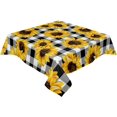 thumbnail image 1 of Rectangle Tablecloth Waterproof for Kitchen Dining, Farm Sunflower on Black White Buffalo Plaid Polyester Wrinkle Textured Tablecloths, Indoor/Outdoor Decor Desktop Protectors Tablecloths, 60x60 Inch, 1 of 5
