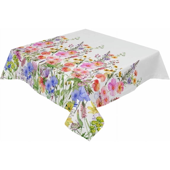 Rectangle Tablecloth Waterproof for Kitchen Dining, Spring Polyester Wrinkle Textured Tablecloths, Indoor and Outdoor Decor Resistant Washable Desktop Protectors Tablecloths, 54x54 Inch