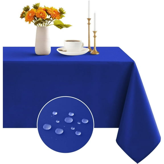 Rectangle Tablecloth - Waterproof and Wrinkle Resistant Washable Polyester Table Cloth for Kitchen Dining/Party/Wedding Indoor and Outdoor Use (60 x 120 inch, Blue)