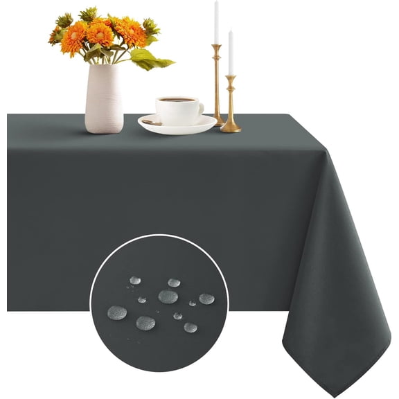 Rectangle Tablecloth - Waterproof and Wrinkle Resistant Washable Polyester Table Cloth for Kitchen Dining/Party/Wedding Indoor and Outdoor Use (60 x 84 inch,Black)