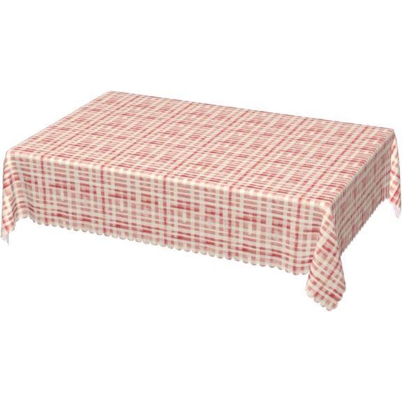Rectangle Tablecloth with Wave Lace 60x84 Inch, Chic Stripes Tablecloth Rectangle Reusable Tabletop Covers Fabric Table Cloth for Restaurant, Picnic, Indoor and Outdoor Dining