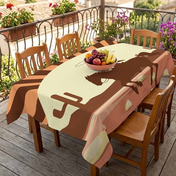 Rectangle Tablecloth,Western Cowboy American Wild West Waterproof Oil-Proof Table Cloth Kitchen Dining Tables Cover for Indoor Outdoor Wedding Holiday Party Decor,Cowboys Riding Horse in Desert