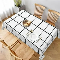 Rectangle Tablecloth White and Black Checkered Modern Minimalist Oblong Table Cover Washable Table Cloths for Kitchen Dinning Party Tabletop Modern Decoration 60 x 102inch