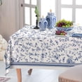 thumbnail image 1 of Rectangle Tablecloth - White and Blue Floral Rustic Tablecloth Classic Chinoiserie French Country Printed Table Cover Decoration, Suitable for Home, Kitchen Dining Tablecloth 60 x 84 Inch, 1 of 6