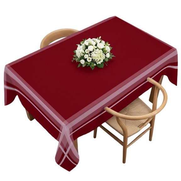 Rectangle Tablecloth, Wine Red and White Plaid Waterproof Table Cloth 60x120 in Traditional Lattice Pattern Washable Spillproof Table Cover for Kitchen Dining Party Decor Outdoor Camping