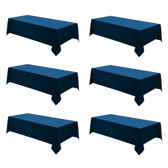 Rectangle Tablecloths 90x132 Inch 6 Pack Navy Blue Tablecloth For 6ft Washable Decorative Linen Polyester Table Cloths 8ft Dining Banquets Buffet Parties And Wedding