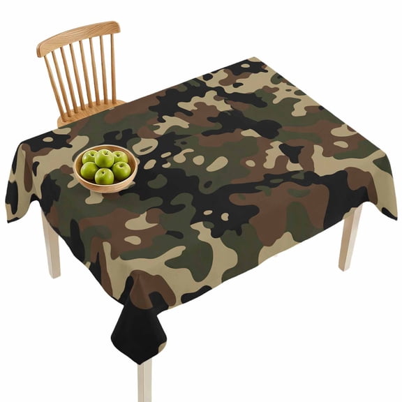 Rectangle Tablecloths, Abstract Camouflages Texture Waterproof Table Cloths, Retro Camo Pattern Spillproof Decorative Dining Table Covers for Kitchen,Indoor Outdoor Parties, Camping 52x70in