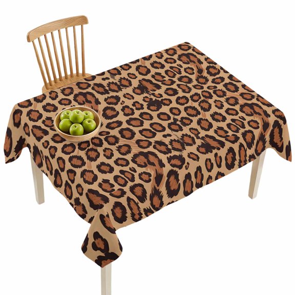 Rectangle Tablecloths, Abstract Leopard Texture Waterproof Table Cloths, Wild Animal Print Pattern Spillproof Decorative Dining Table Covers for Kitchen,Indoor Outdoor Parties, Camping 60x84in