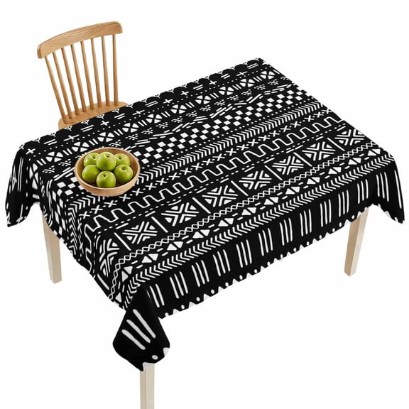 Rectangle Tablecloths, Africa Traditional Ethnicity Pattern Waterproof Table Cloths, Abstract Geometric Art Spillproof Decorative Dining Table Covers for Kitchen,Indoor Parties, Camping 52x70in