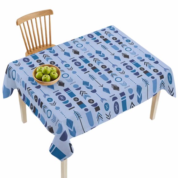 Rectangle Tablecloths, Blue Aztec Tribal Arrows Waterproof Table Cloths, Southwestern Geometric Art Spillproof Decorative Dining Table Covers for Kitchen,Indoor Outdoor Parties, Camping 52x70in