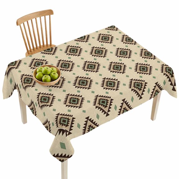 Rectangle Tablecloths, Boho Tribal Diamond Pattern Waterproof Table Cloths, Ethnic Style Art Spillproof Decorative Dining Table Covers for Kitchen,Indoor Outdoor Parties, Camping 60x84in