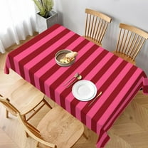 Rectangle Tablecloths Burgundy and Hot Pink Striped Oblong Table Cover Washable Table Cloths for Kitchen Dinning Party Tabletop Modern Decoration 60 x 102inch