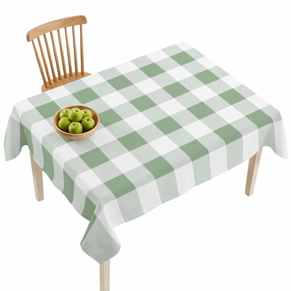 Rectangle Tablecloths, Classic Sage Green White Lattice Waterproof Table Cloths, Buffalo Checker Plaid Spillproof Decorative Dining Table Covers for Kitchen,Indoor Outdoor Parties, Camping 60x84in
