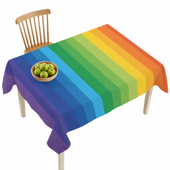 Rectangle Tablecloths, Colorful Stripes Gradient Art Waterproof Table Cloths, Modern Rainbow Texture Spillproof Decorative Dining Table Covers for Kitchen,Indoor Outdoor Parties, Camping 52x70in