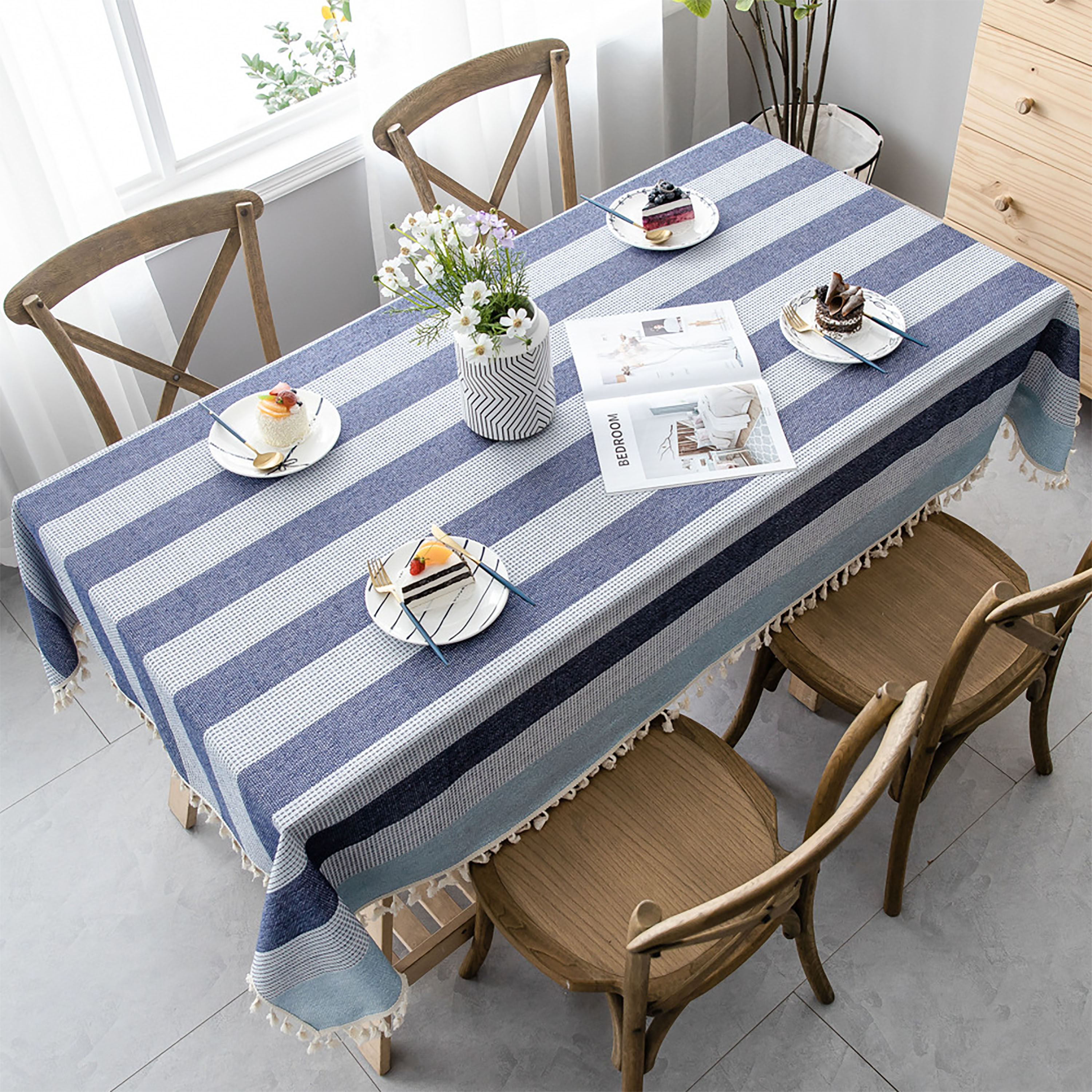 Writing Tablecloth Rectangle Tablecloths In Cotton Linen,Patchwork Striped Tablecloth With ...