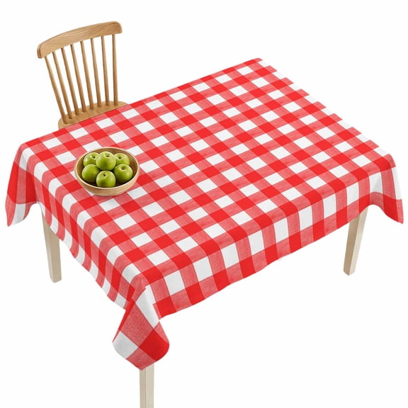 Rectangle Tablecloths, Country Red Buffalo Plaid Waterproof Table Cloths, Classic Gingham Check Spillproof Decorative Dining Table Covers for Kitchen,Indoor Outdoor Parties, Camping 52x70in
