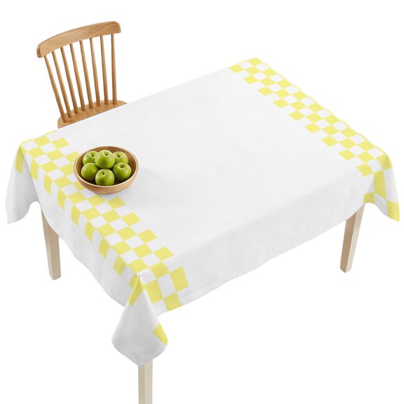 Rectangle Tablecloths, Country Style Farm Buffalo Plaid Waterproof Table Cloths, Yellow and White Spillproof Decorative Dining Table Covers for Kitchen,Indoor Outdoor Parties, Camping 60x84in