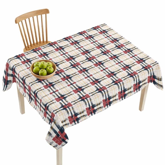 Rectangle Tablecloths, Geometric Red Black Line Plaid Check Waterproof Table Cloths, Yellow Gingham Spillproof Decorative Dining Table Covers for Kitchen,Indoor Outdoor Parties, Camping 60x84in